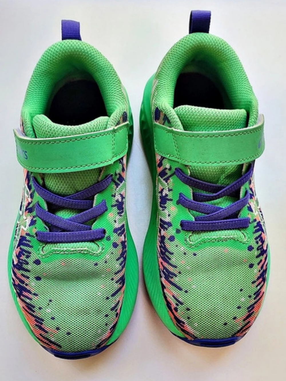 ASICS Tri 16 Sneakers Green & Purple  US Toddler 13 Velcro Gender Neutral